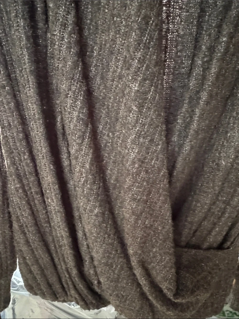 Maeve Charcoal Ribbed Draped Pullover Cardigan